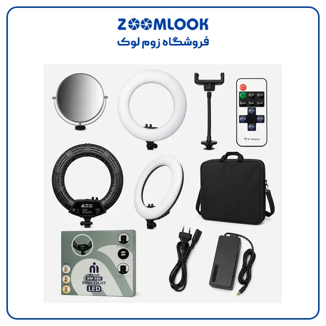 رینگ لایت میلوک RM480 II مدل Ring Light Milook RM480 II بدون صفحه نمایش همراه پایه 01